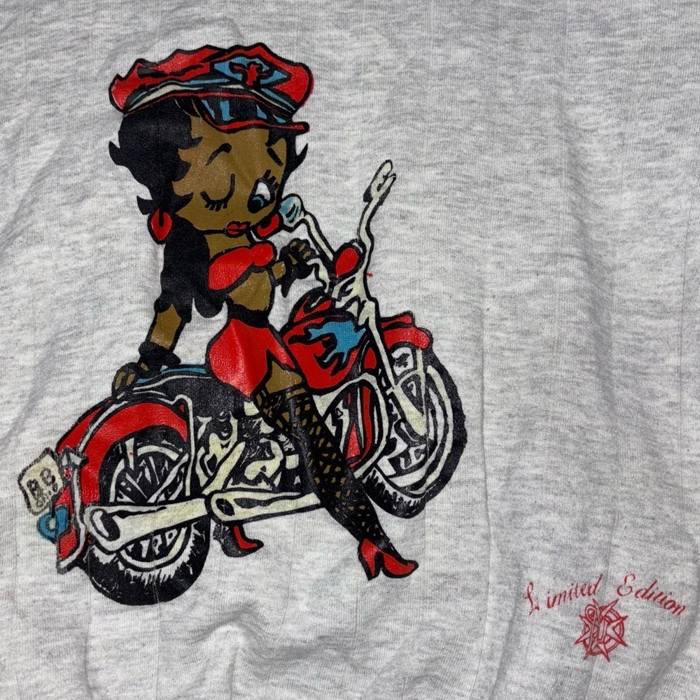 Vintage Jerzees African American Betty Boop Biker Sweatshirt Size L